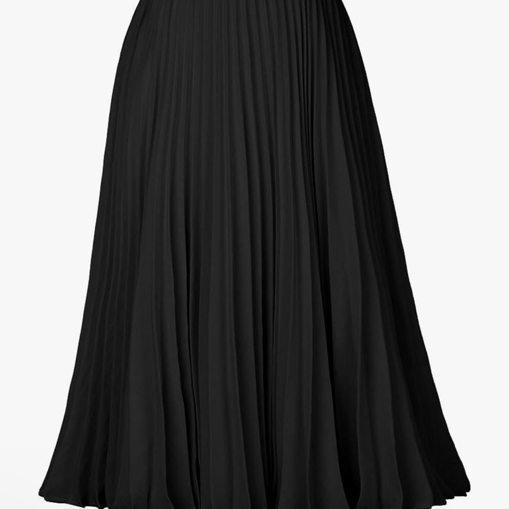 Elegant Black Pleated Midi Skirt for Work